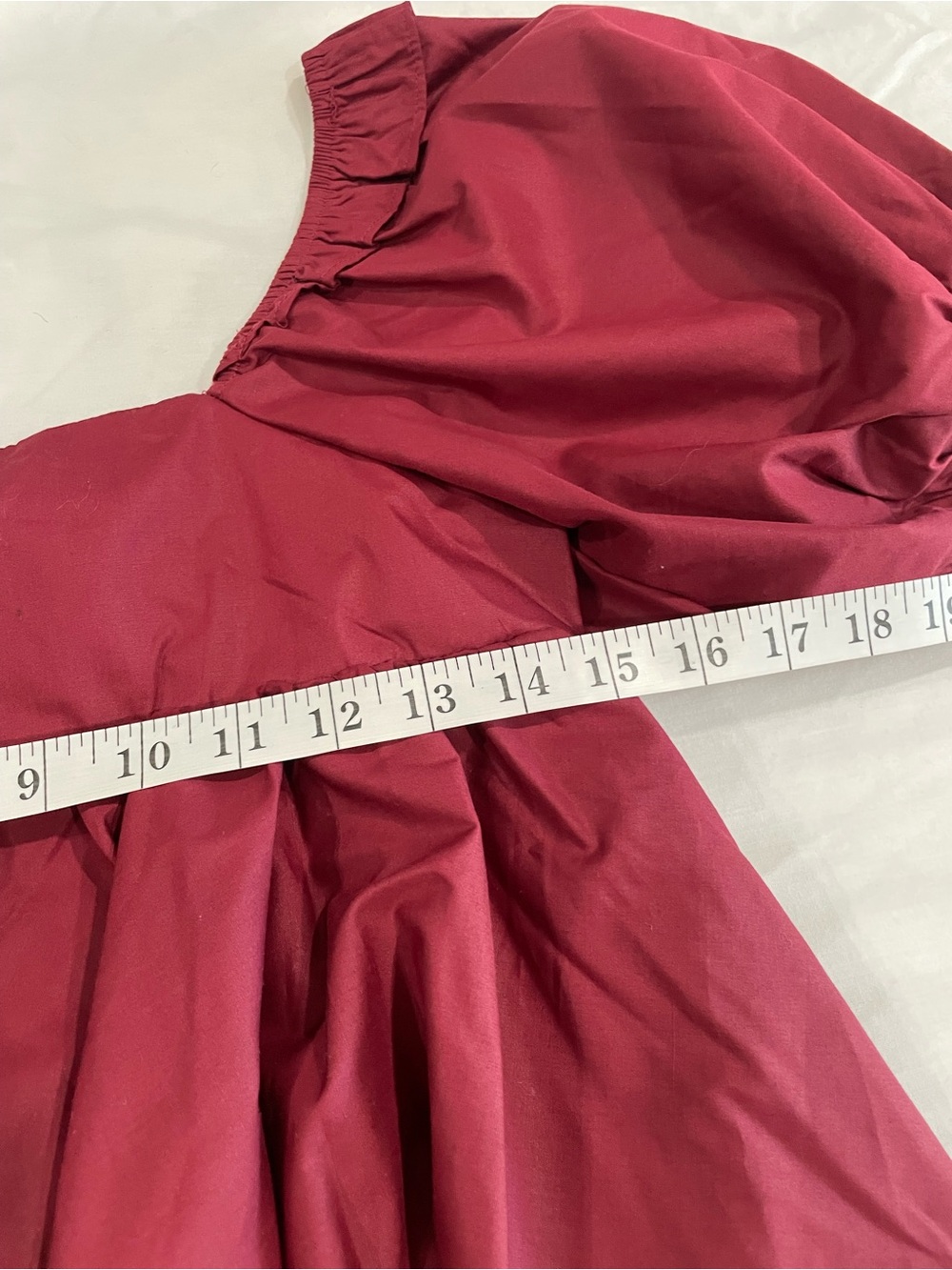 En Saison Burgundy Puff Sleeve Babydoll Flowy Top (S) - Picture 8 of 9